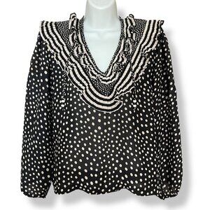 Vintage 80s Blouse‎ Polka Dot Maximalist Assorti Susan Freis Size Small Eclectic